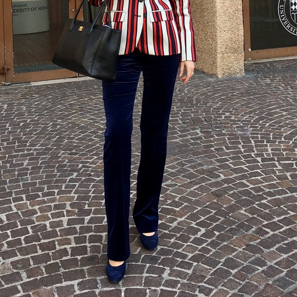 Longchamp Pants - LONGCHAMP Velvet Pants in Royal Blue